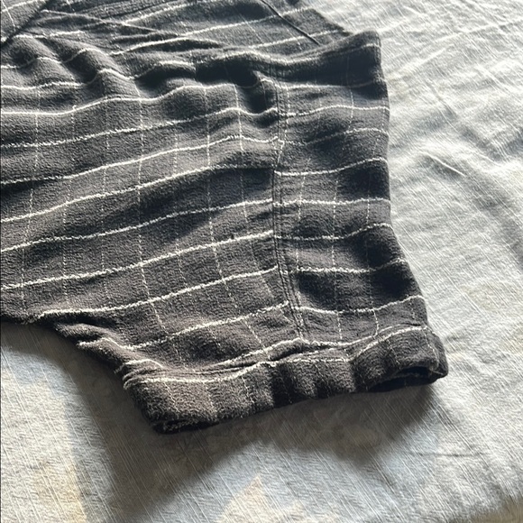 Free People Black and White Checkered Short Sleeve Heavy Knit Wrap Top with Tie - Picture 4 of 16